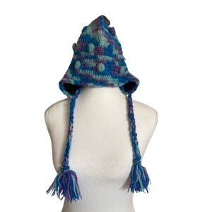Colorful Knitted Women's Hat with Tassels 100%Wool